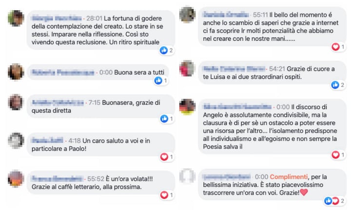 commenti diretta facebook